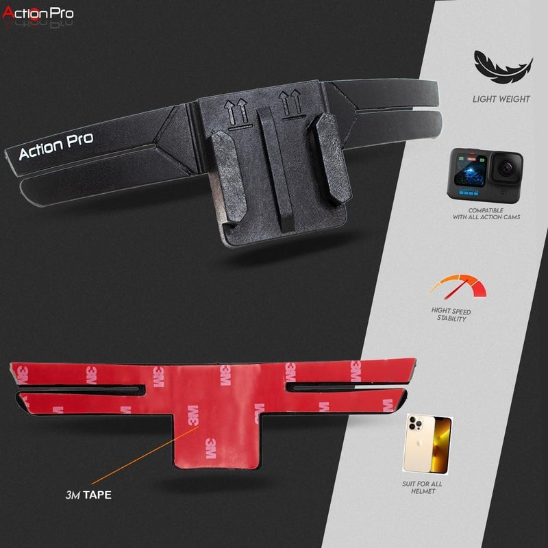 Action Pro 3M Slim Flexible Helmet Chin Mount Strap Compatible with GoPro Hero 13 12 11 10 9 8 7 6 5 4, SJCAM, DJI Osmo 5 4, Insta 360 x4 x3, SJCAM, Xiaomi, Yi Action Cameras (Black) - Image 2